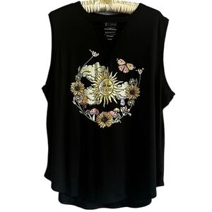 Cold Crush Black Hippie Graphic Tank Top Women's Size 2X